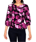 Bluse V-Ausschnitt pink Viskose Leinen