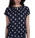Bluse V-Cut dunkelblau Viskose