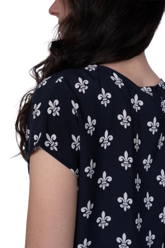 Bluse V-Cut dunkelblau Viskose