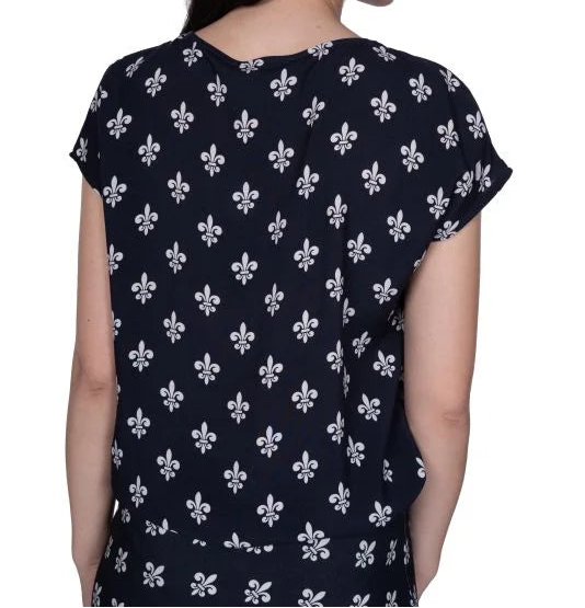 Bluse V-Cut dunkelblau Viskose