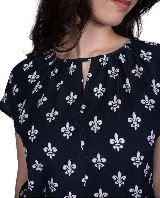 Bluse V-Cut dunkelblau Viskose