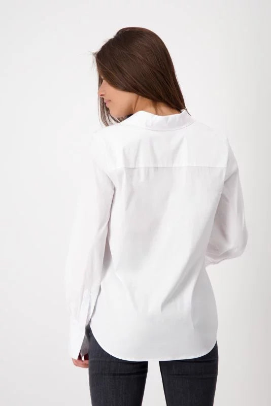 Hemdbluse weiß Baumwolle Viskose Elasthan