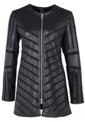 Langlederjacke schwarz Lammleder Mesh